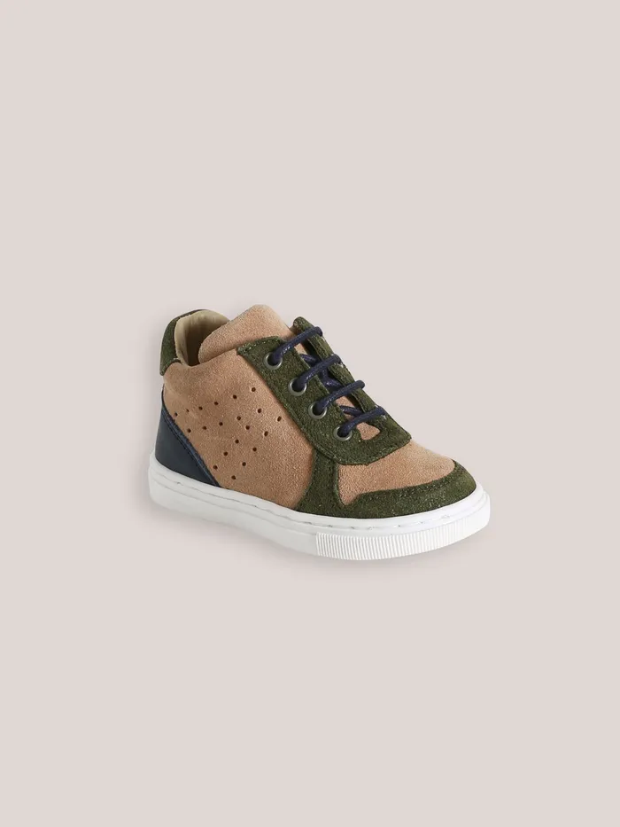 Baby Cyrillus Baby Boy High Top Leather Trainers Beige