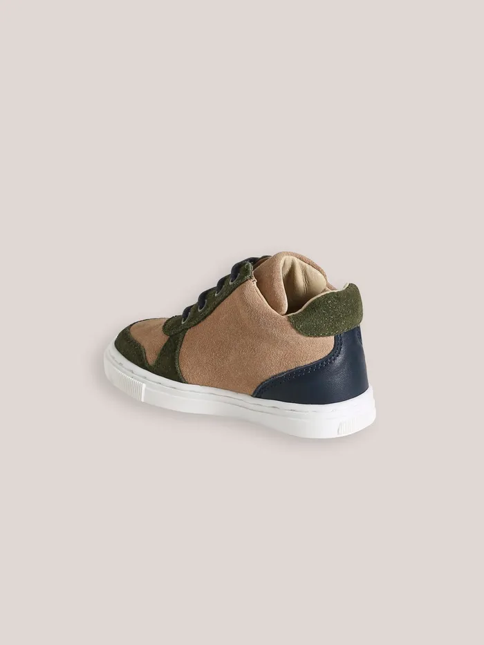 Baby Cyrillus Baby Boy High Top Leather Trainers Beige
