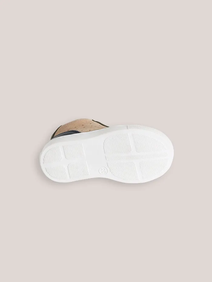 Baby Cyrillus Baby Boy High Top Leather Trainers Beige