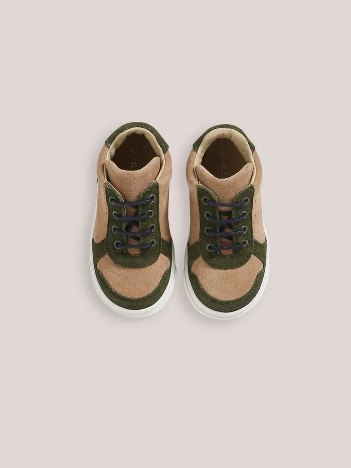 Baby Cyrillus Baby Boy High Top Leather Trainers Beige