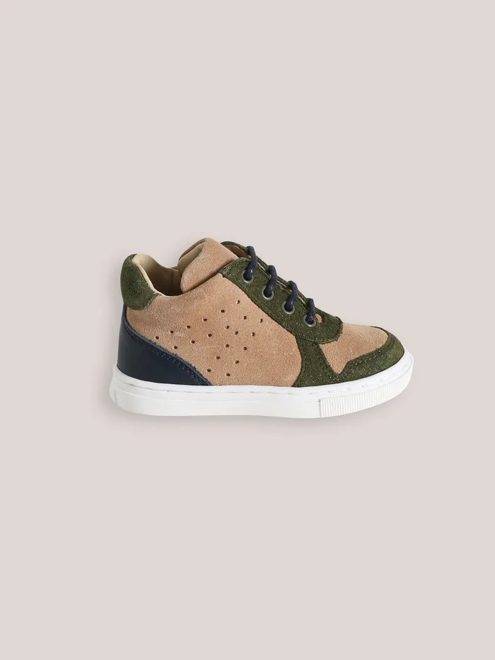 Baby Cyrillus Baby Boy High Top Leather Trainers Beige