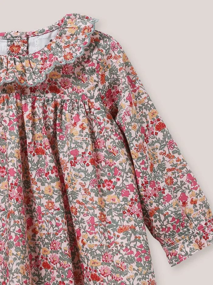 Baby Cyrillus Baby Girl Babingdon Motif Dress Made With Liberty Fabric Lib Babington Rose