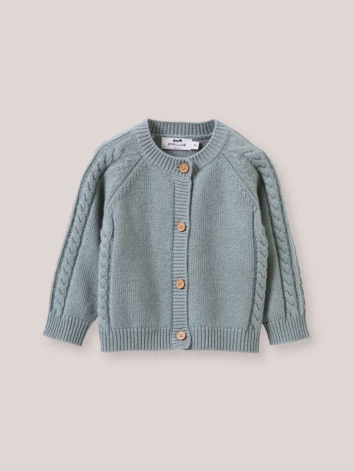 Baby Cyrillus Baby Girl Cable Knit Cardigan Vert De Gris