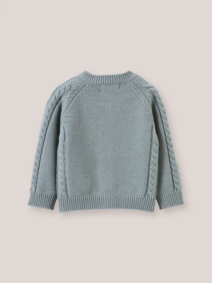 Baby Cyrillus Baby Girl Cable Knit Cardigan Vert De Gris