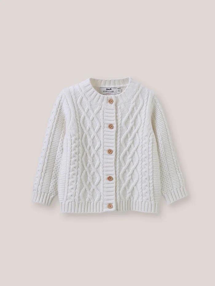 Baby Cyrillus Baby Girl CableKnit Sweater Ecru