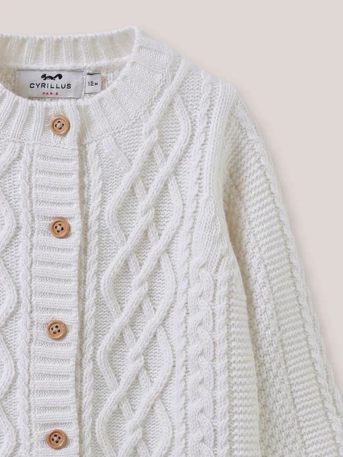 Baby Cyrillus Baby Girl CableKnit Sweater Ecru