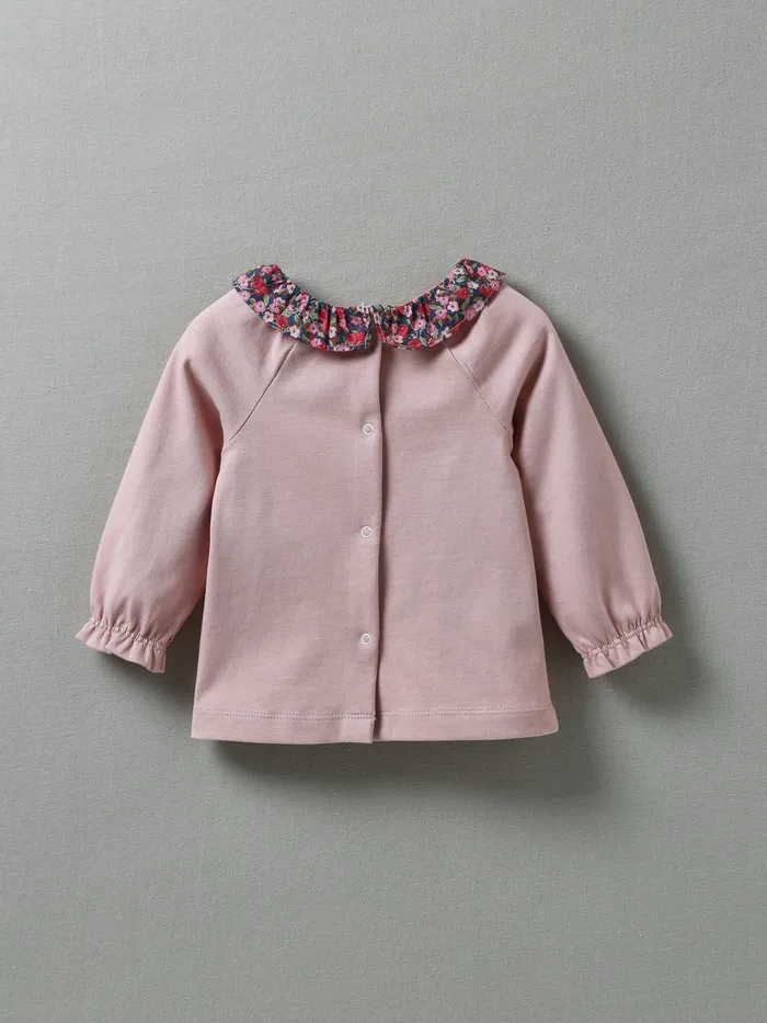 Baby Cyrillus Baby Girl Organic Cotton TShirt Made With Liberty Fabric Rose Ancien