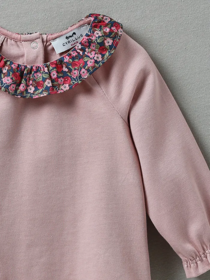 Baby Cyrillus Baby Girl Organic Cotton TShirt Made With Liberty Fabric Rose Ancien