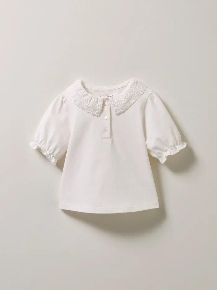 Baby Cyrillus Baby Girl Refined Organic Cotton TShirt Blanc Doux