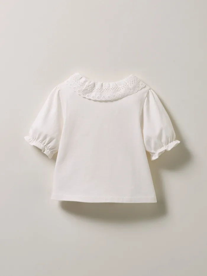 Baby Cyrillus Baby Girl Refined Organic Cotton TShirt Blanc Doux