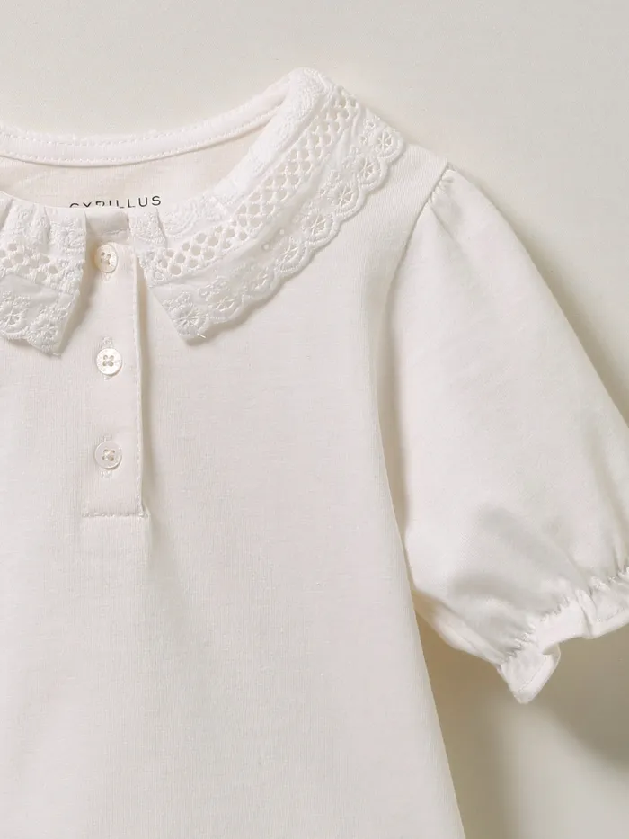 Baby Cyrillus Baby Girl Refined Organic Cotton TShirt Blanc Doux