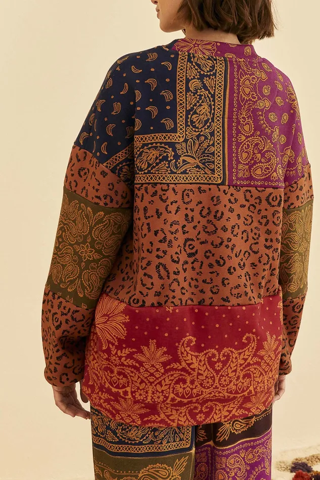 Bandana Dream Mixed Leopard Texture Sweatshirt Women Farm Rio Sweaters and Sweatshirts