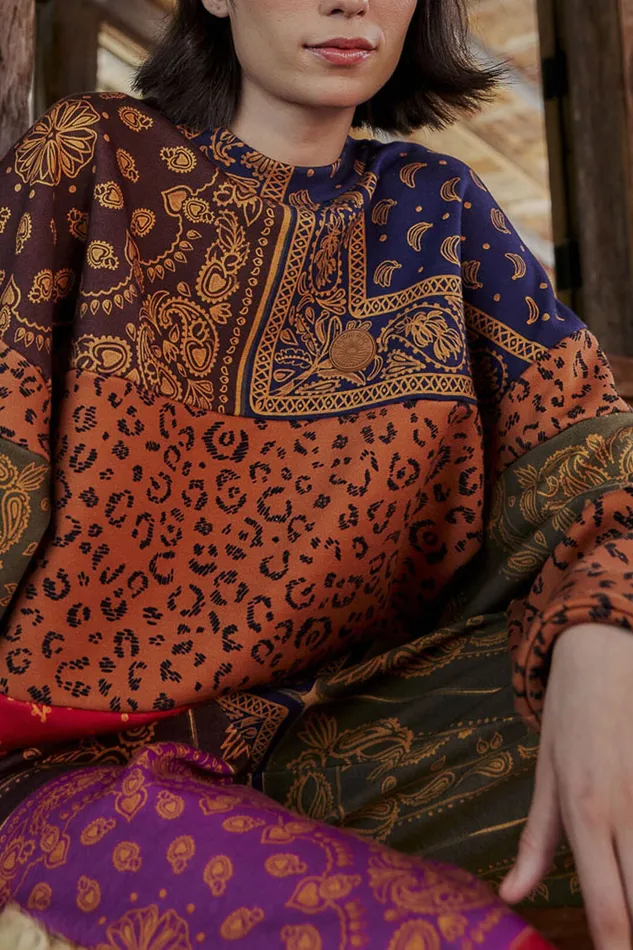 Bandana Dream Mixed Leopard Texture Sweatshirt Women Farm Rio Sweaters and Sweatshirts