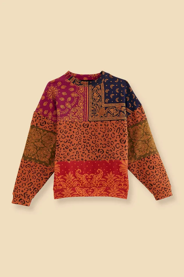 Bandana Dream Mixed Leopard Texture Sweatshirt Women Farm Rio Sweaters and Sweatshirts