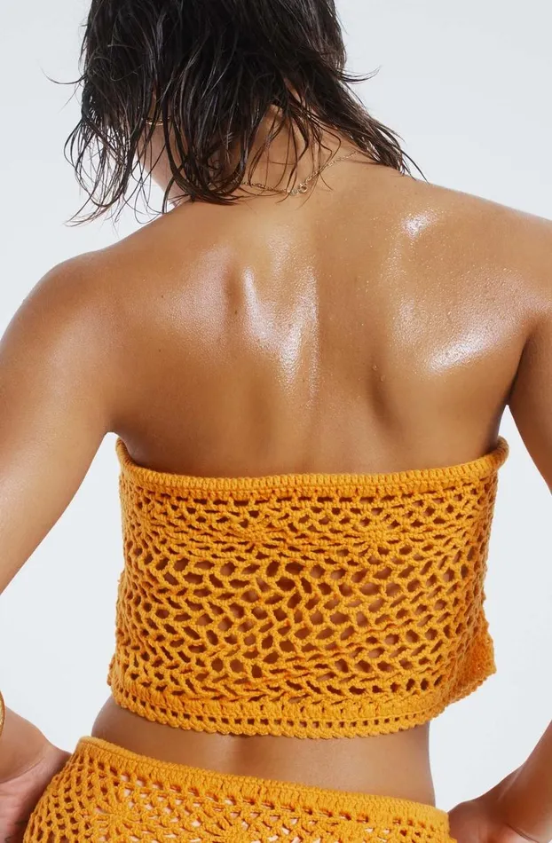 Beach Cover Ups Women Jaded London Honolulu Asymmetric Crochet Boob Tube
