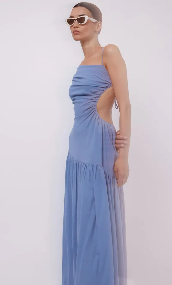 Bec Bridge Dresses CALYPSO ASYM MAXI DRESS Meridian Blue 8211 Women