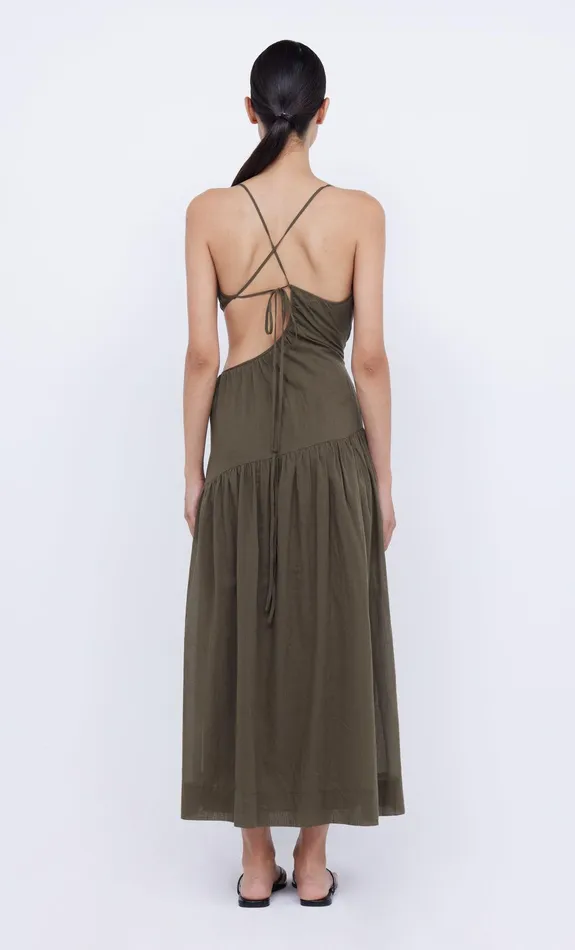 Bec Bridge Dresses CALYPSO ASYM MAXI DRESS Olive Green 8211 Women