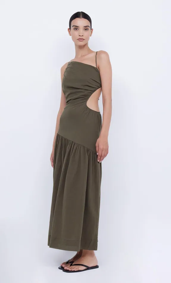 Bec Bridge Dresses CALYPSO ASYM MAXI DRESS Olive Green 8211 Women