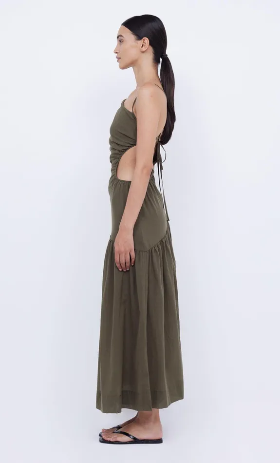 Bec Bridge Dresses CALYPSO ASYM MAXI DRESS Olive Green 8211 Women