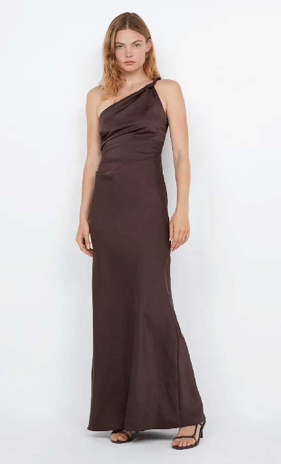 Bec Bridge Dresses LUNETTA ASYM DRESS Dark Chocolate 8211 Women