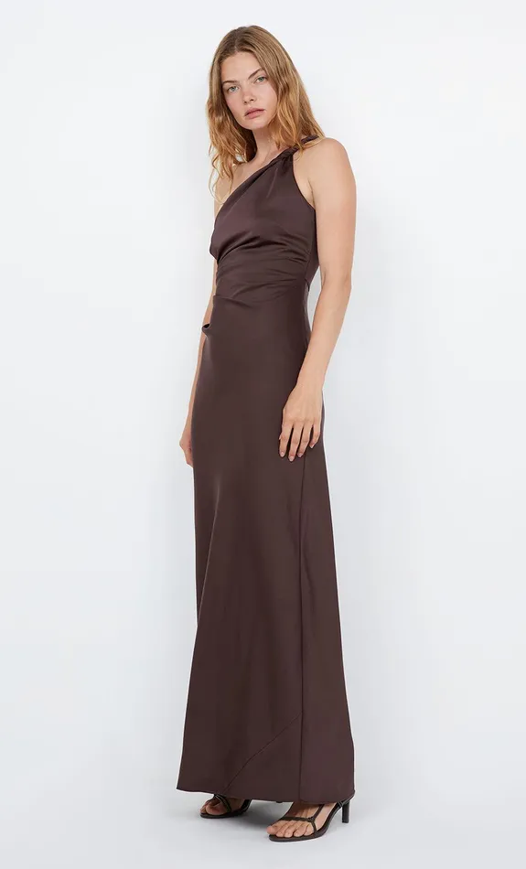 Bec Bridge Dresses LUNETTA ASYM DRESS Dark Chocolate 8211 Women