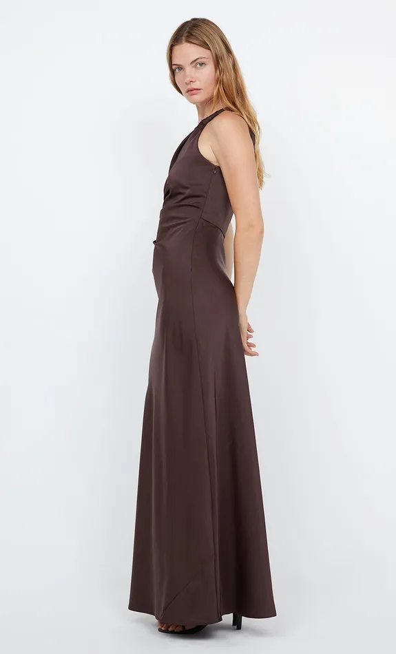 Bec Bridge Dresses LUNETTA ASYM DRESS Dark Chocolate 8211 Women