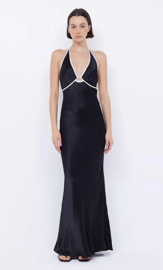 Bec Bridge Dresses ZARIAH HALTER DRESS Blackivory 8211 Women