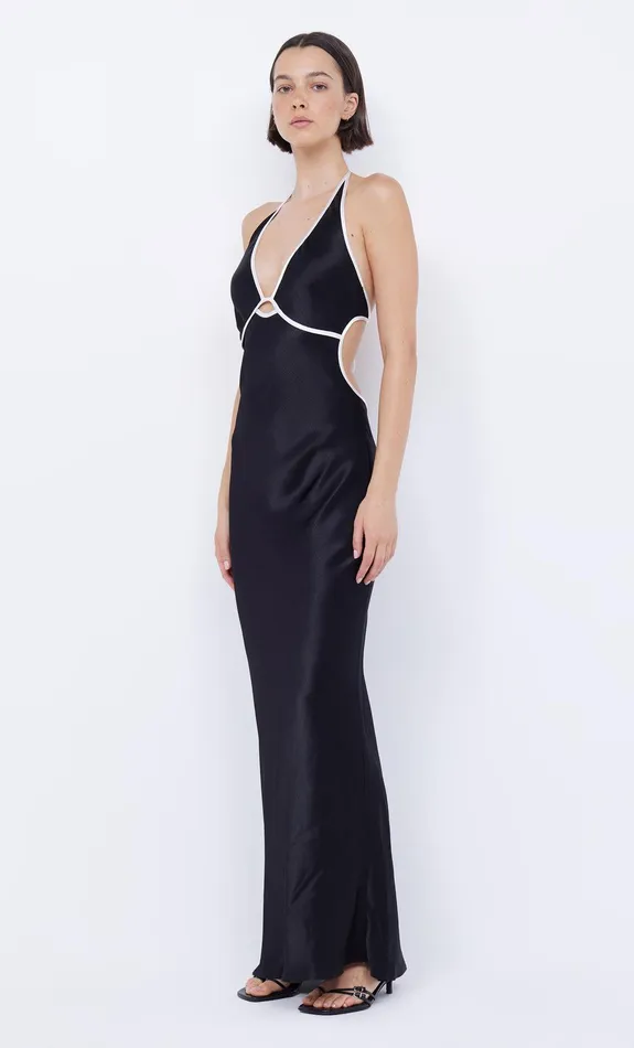 Bec Bridge Dresses ZARIAH HALTER DRESS Blackivory 8211 Women