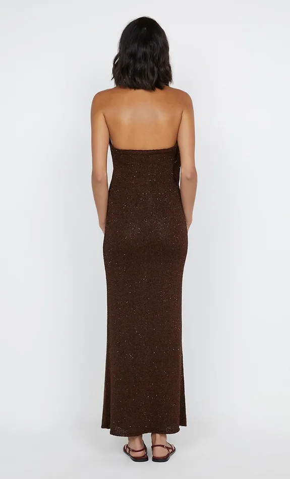 Bec Bridge Event Wear Dresses DELFINA HALTER MIDI DRESS Chocolate 8211 Women