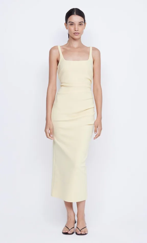 Bec Bridge Event Wear Dresses KARINA TUCK MIDI DRESS Butter Yellow 8211 Women