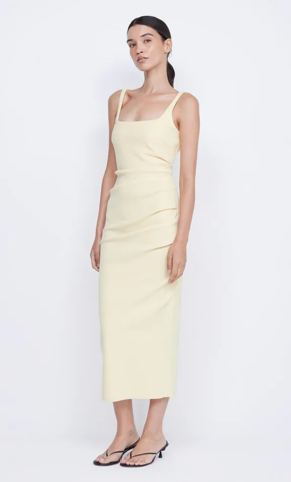 Bec Bridge Event Wear Dresses KARINA TUCK MIDI DRESS Butter Yellow 8211 Women