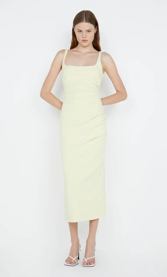 Bec Bridge Event Wear Dresses KARINA TUCK MIDI DRESS Lemon 8211 Women