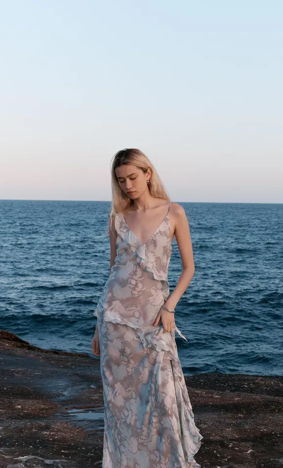 Bec Bridge Event Wear Dresses ZABELLE FRILL DRESS Moonshadow 8211 Women