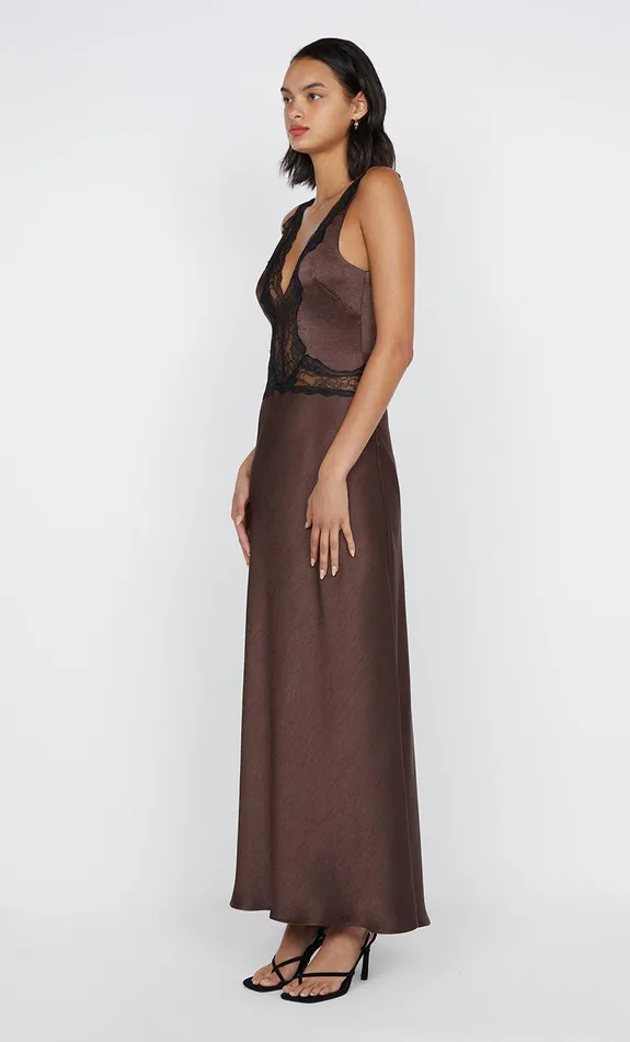 Bec Bridge Maxi Dresses ALLEGRA LACE TRIM DRESS Dark Chocolateblack 8211 Women