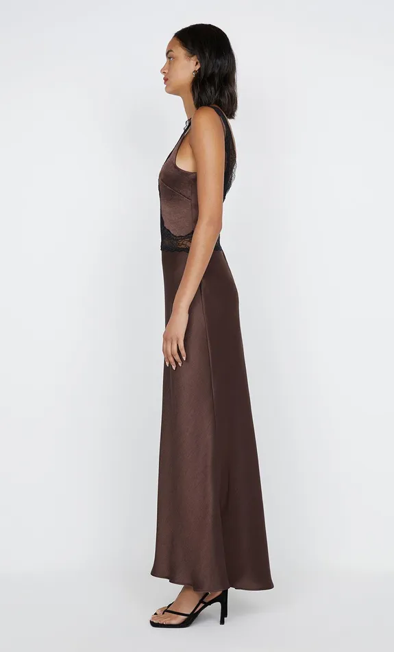 Bec Bridge Maxi Dresses ALLEGRA LACE TRIM DRESS Dark Chocolateblack 8211 Women