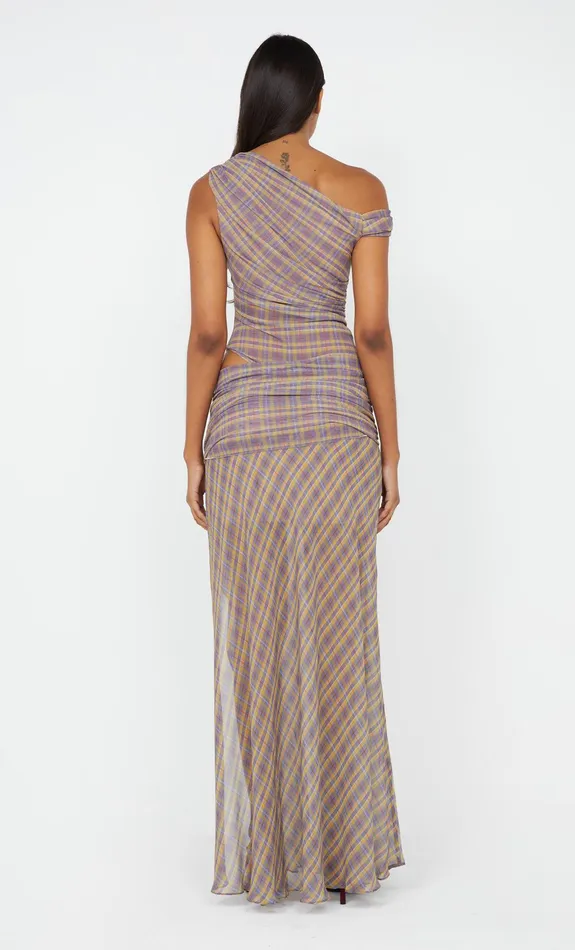 Bec Bridge Maxi Dresses AURELIA ASYM DRESS Violet Check 8211 Women