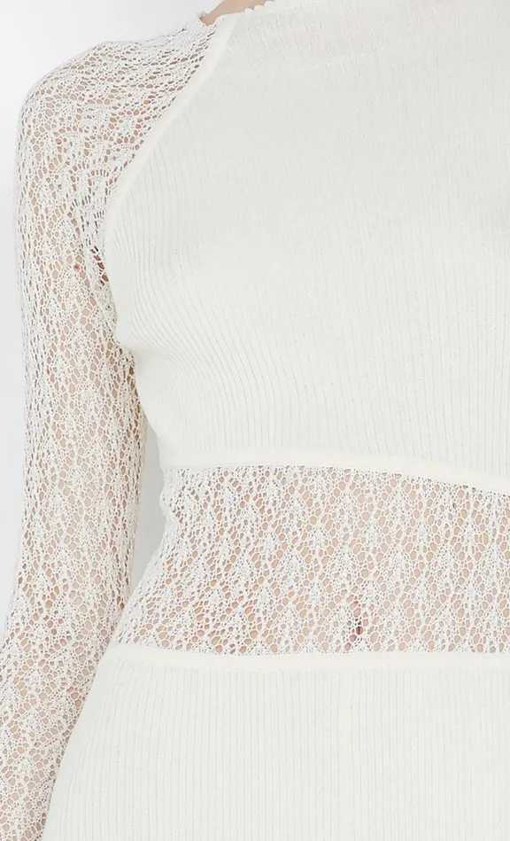 Bec Bridge Midi Dresses CHANTELLE LONG SLEEVE DRESS Ivory 8211 Women