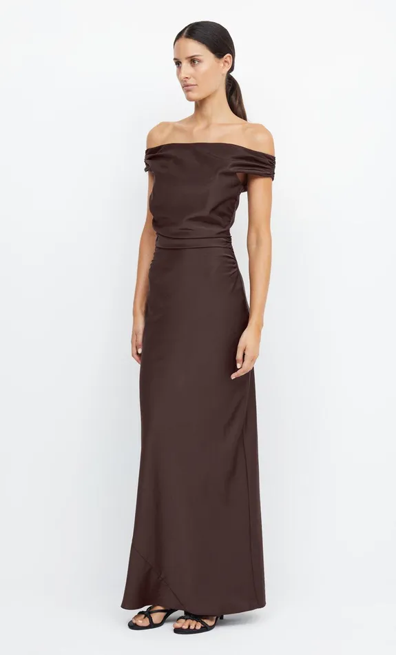 Bec Bridge Prom Dresses ETERNITY OFF SHOULDER MAXI Dark Chocolate 8211 Women