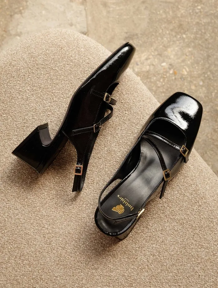 Becca Black Vinyl Women Bobbies Pumps and Mary Janes