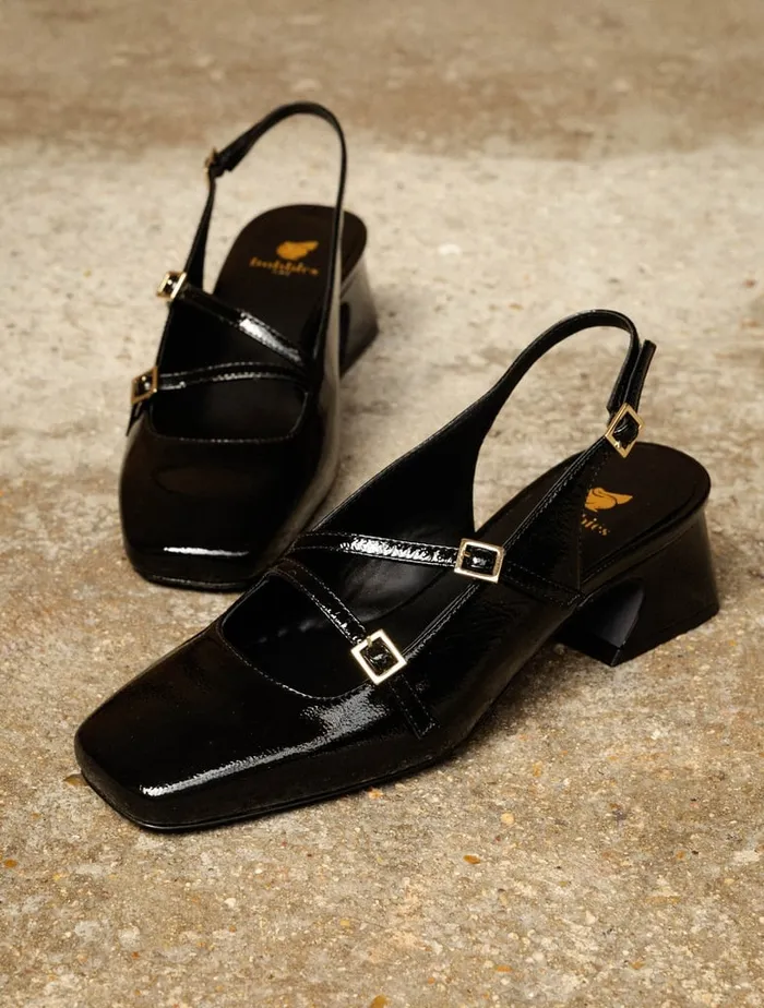 Becca Black Vinyl Women Bobbies Pumps and Mary Janes