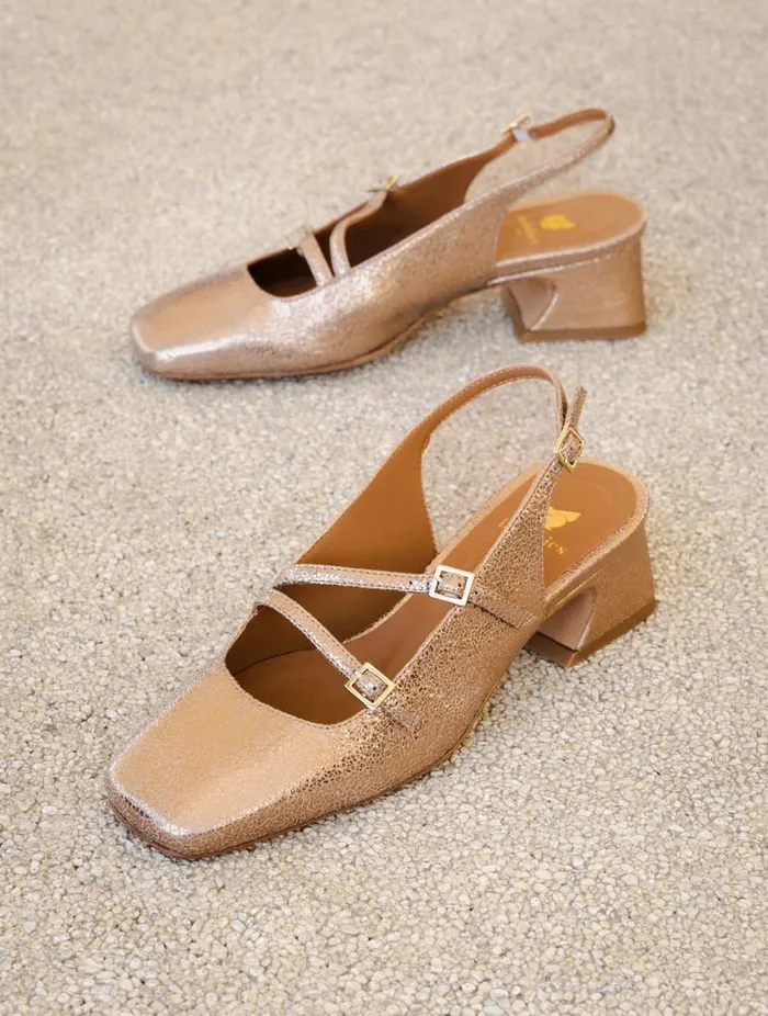 Becca Sepia Gold Women Bobbies Pumps and Mary Janes