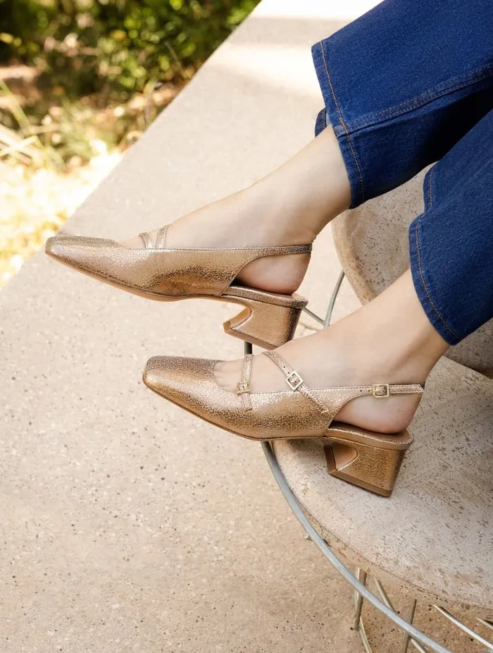 Becca Sepia Gold Women Bobbies Pumps and Mary Janes