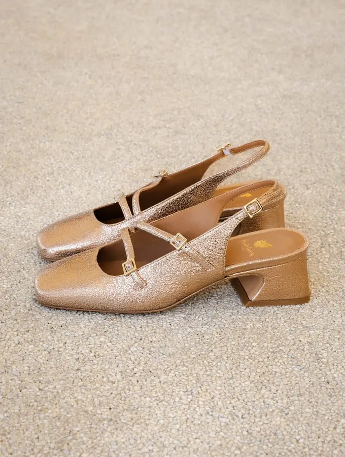 Becca Sepia Gold Women Bobbies Pumps and Mary Janes