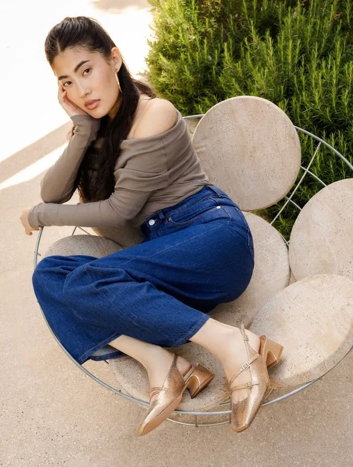 Becca Sepia Gold Women Bobbies Pumps and Mary Janes