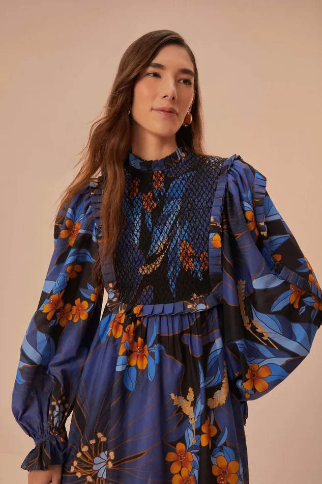 Black Pietra Floral Mini Dress Women Farm Rio Mini Dresses