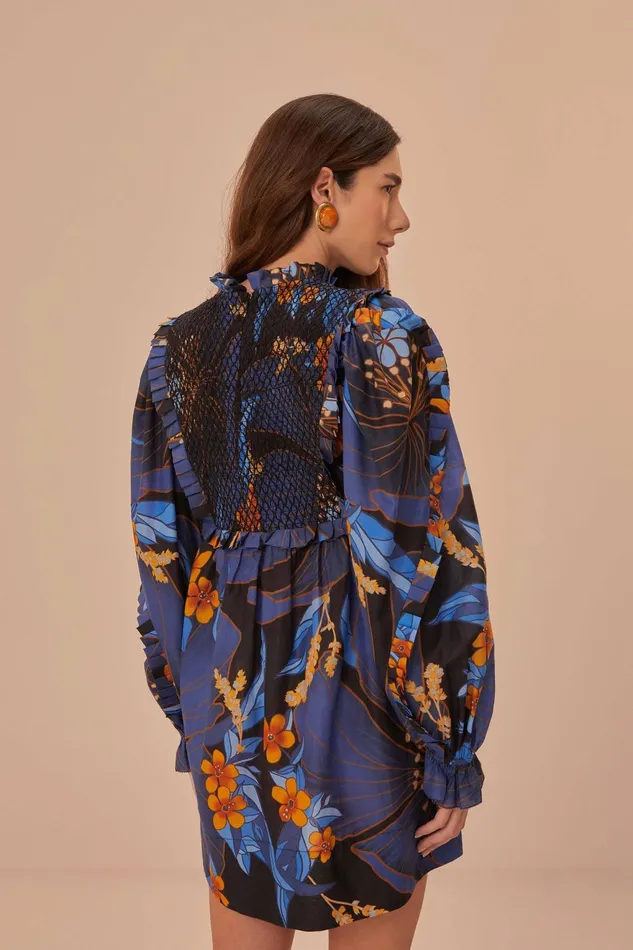 Black Pietra Floral Mini Dress Women Farm Rio Mini Dresses