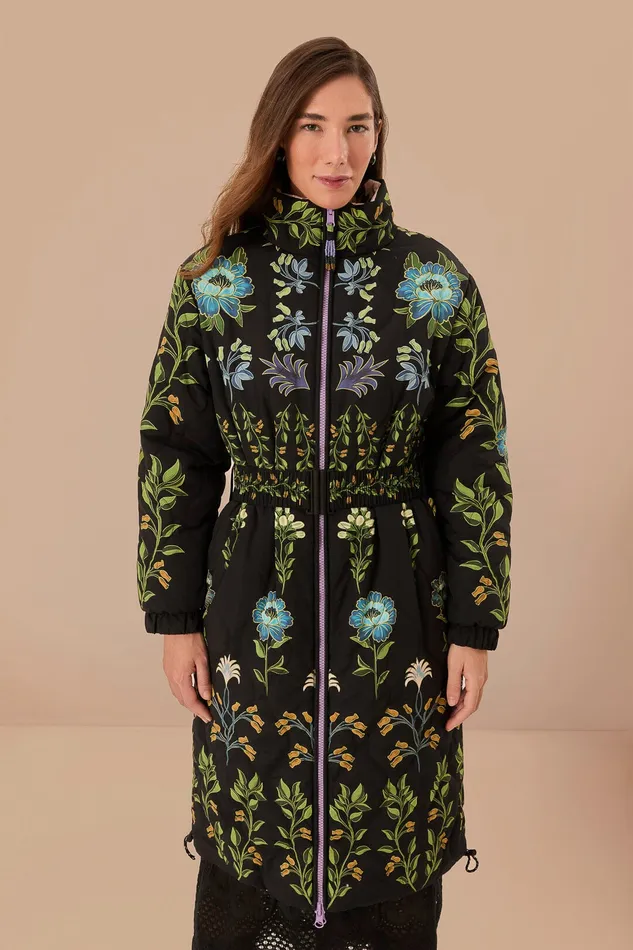 Black Winter Garden Reversible Maxi Puffer Jacket Women Farm Rio Puffer Jackets