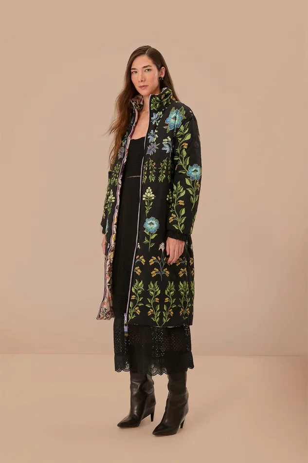 Black Winter Garden Reversible Maxi Puffer Jacket Women Farm Rio Puffer Jackets