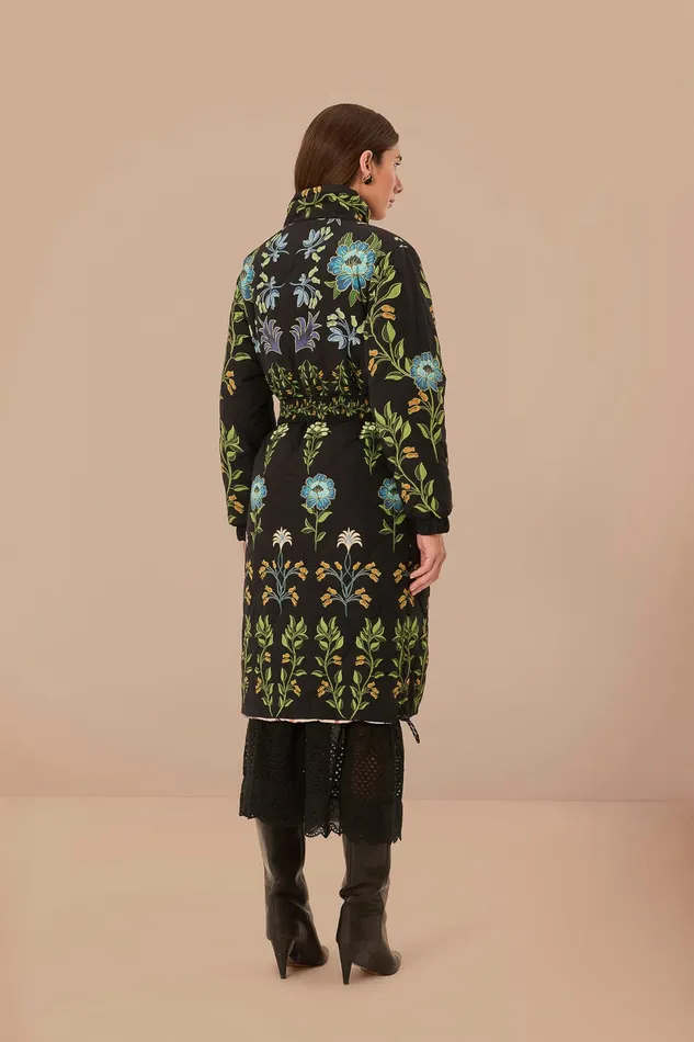 Black Winter Garden Reversible Maxi Puffer Jacket Women Farm Rio Puffer Jackets