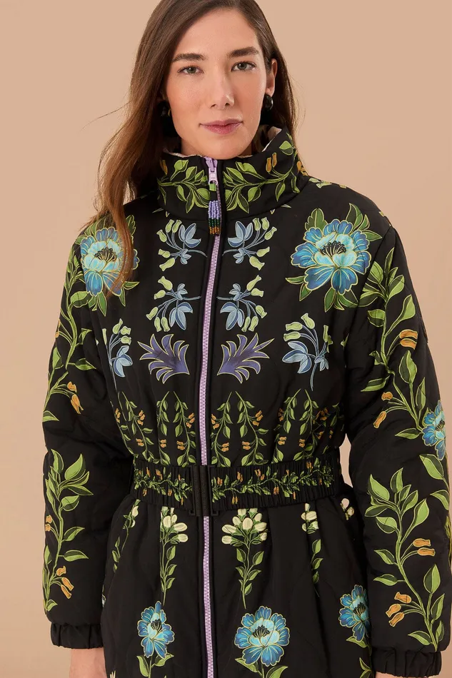 Black Winter Garden Reversible Maxi Puffer Jacket Women Farm Rio Puffer Jackets